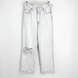 Levi's The Ribcage Straight Ankle Jeans Size 26 Distressed Light Wash
